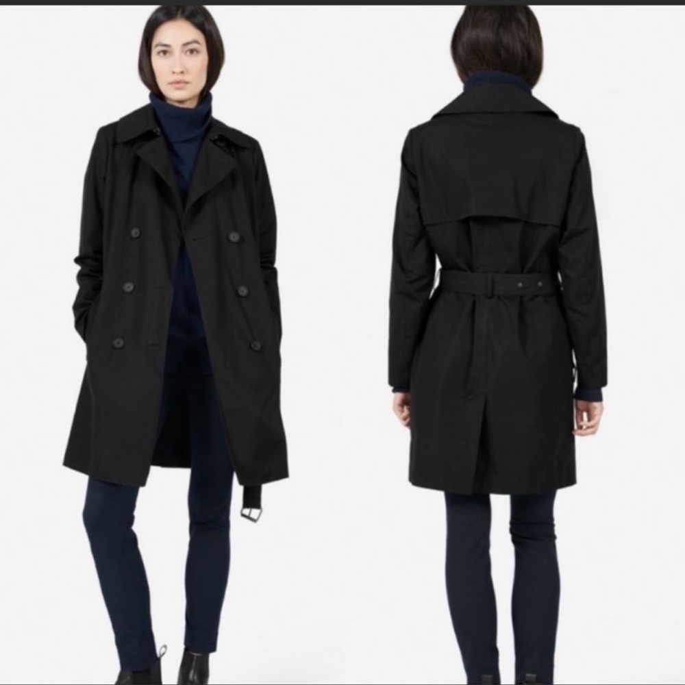 Everlane Black Double Breast Trench Coat Size XS